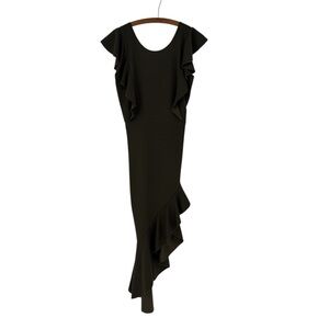 Nashalyly Olive Bodycon Midi Ruffle Sleeveless Cocktail Mermaid Dress Medium